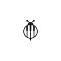 Bee piano logo template design.linear Minimalist bee logo and modern. Royalty Free Stock Photo