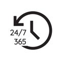 Steady service all day, all week all year 24 hours, 7 days, 365. Vector icon. Royalty Free Stock Photo