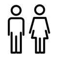 Male female bathroom icon. Restroom boy or girl lady sign symbol. Toilet wc vector concept.