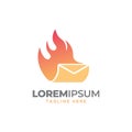 mail logo design illustration.Envelope with fire symbol vector template Royalty Free Stock Photo