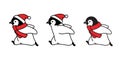 Penguin vector Christmas Santa Claus hat icon logo running cartoon character illustration symbol graphic doodle design