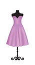 Purple elegant dress on mannequin