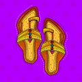 Illustration of desi indian art style pair of Kolhapuri sandal. Royalty Free Stock Photo