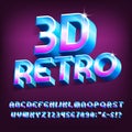 3D Retro alphabet font. Vivid colors letters, numbers and symbols with shadow. Royalty Free Stock Photo