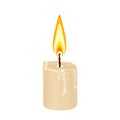 Burning melting wax candle isolated on a white background. Vector illustration Royalty Free Stock Photo