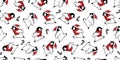 Penguin seamless pattern Christmas vector Santa Claus hat scarf isolated running repeat wallpaper tile background cartoon illustra Royalty Free Stock Photo