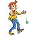 Cartoon of kid play yo-yo