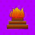 Illustration of desi indian art style hindu fire ritual.