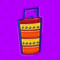 Illustration of desi india art style tiffin carrier.