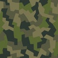 Vector geometric camouflage seamless pattern. Khaki design style for t-shirt. Military texture, camo pattern Royalty Free Stock Photo