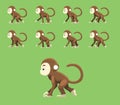 Cute Monkey Animation Walking Cartoon Vector