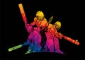 Cricket players action cartoon sport graphic