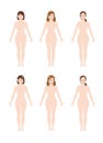 Naked woman /nude body , silhouette , outline shape vector illustration set