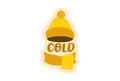 Cartoon Illustration Of Hat With Cold Text Sticker Royalty Free Stock Photo