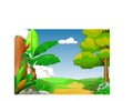 Cool Landscape With Hill And Trees Cartoon