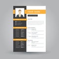 Creative resume template design with yellow gradient