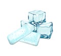 Chewing gum with ice cubes. Vector illustration. Royalty Free Stock Photo