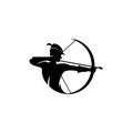 Archer with sport bow and target with arrow Royalty Free Stock Photo