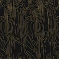 Wood grain black and gold texture. Seamless wooden pattern. Abstract line background. Vector illustration Royalty Free Stock Photo