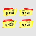 Yellow Price tag sale discount set special offer with gradient color for poster, flyer, banner, background and vector. Royalty Free Stock Photo