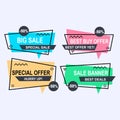 Best sale discount set special offer design with gradient color for poster, flyer, banner, background and template vector. Royalty Free Stock Photo