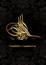 Besmele Bismilllah, With God`s name in Tugra form, al calligraphy, vertical