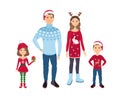 Christmas family. Mom, dad, son and daughter celebrate New Year. Royalty Free Stock Photo