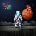 Astronaut and rocket landed on planet Royalty Free Stock Photo