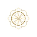 Dharma vector logo. Dharma illustration. Dharma wheel logo. Dharma wheel icon.