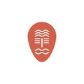 Tribal mask logo. Linear etno icon. Tribal mask emblem