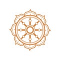 Dharma vector logo. Dharma illustration. Dharma wheel logo. Dharma wheel icon.