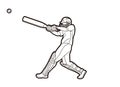 Cricket player action cartoon sport graphic