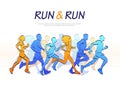 People running marathon, colorful  illustration Royalty Free Stock Photo