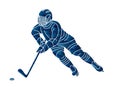 Ice Hockey player action cartoon sport graphic Royalty Free Stock Photo