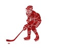 Ice Hockey player action cartoon sport graphic Royalty Free Stock Photo