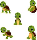 Cartoon baby turtles collection set Royalty Free Stock Photo