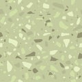 Terrazzo seamless pattern. Surface texture of decorative granite mosaic.  Green marble tiles. Stone floor texture. Vector Royalty Free Stock Photo