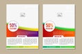 White Brochure, leaflet, flyer, cover template. Modern rainbow Geometric Abstract background red, yellow, purple, green & blue squ Royalty Free Stock Photo