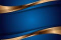 Abstract gradient blue luxury golden line template premium background.