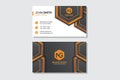 Business card with black and white background and 3d hexagon template.