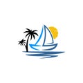 Inspiration logo of a boat with palm