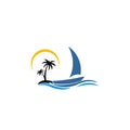 Inspiration logo of a boat with palm