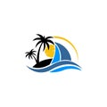 Inspiration logo of a boat with palm