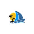 Inspiration logo of a boat with palm