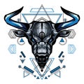 Mythical bull buffalo with Sacred Geometry Pattren Royalty Free Stock Photo