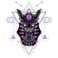 Mythical Anubis wolf dog with Sacred Geometry Pattren Royalty Free Stock Photo