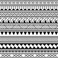 Vector ethnic seamless pattern in maori tattoo style. Geometric border with decorative ethnic elements. Horizontal pattern. Royalty Free Stock Photo