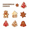Set of christmas cookies. Set of different gingerbread cookies for christmas.