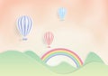 Colorful hot air balloons flying over the mountain Royalty Free Stock Photo