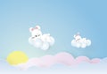 Rabbits sleeping on the clouds holiday concept